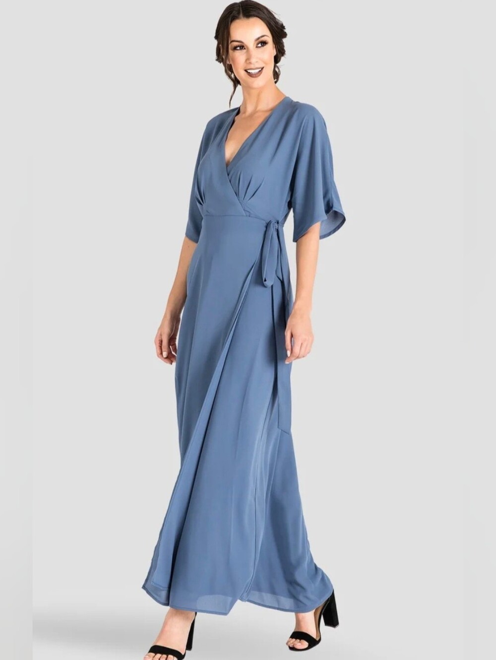 Standards & Practices Wrap Maxi Dress in Blue Size Small NWT